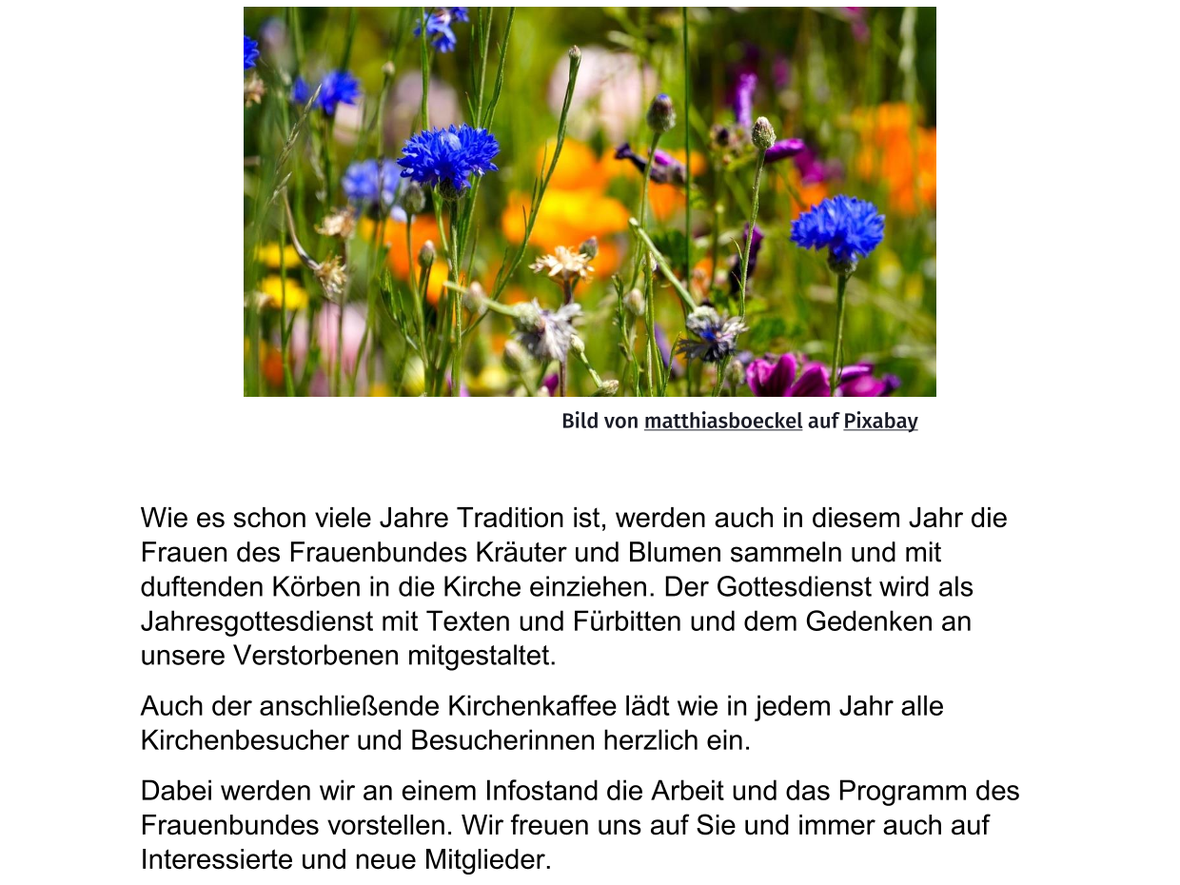 Festgottesdienst zu Maria Himmelfahrt